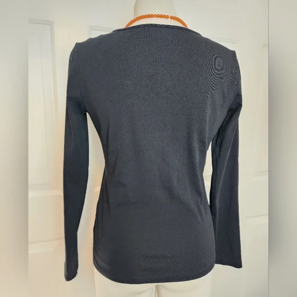 Banana Republic Black V- Neck Long Sleeve Cotton Women's Top Size S - Picture 2 of 6